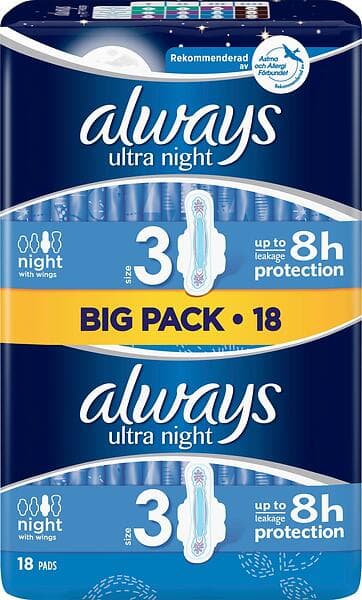 Always Ultra Night Wings Duo (18-pack)