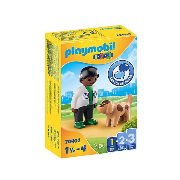 Playmobil 1.2.3 70407 Veterinär med hund