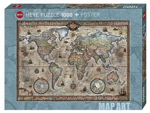 Heye Puzzle Retro World Map 1000 Bitar