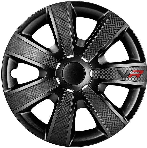 Auto-Style VR 13" Svart/Kol/Logo 4st