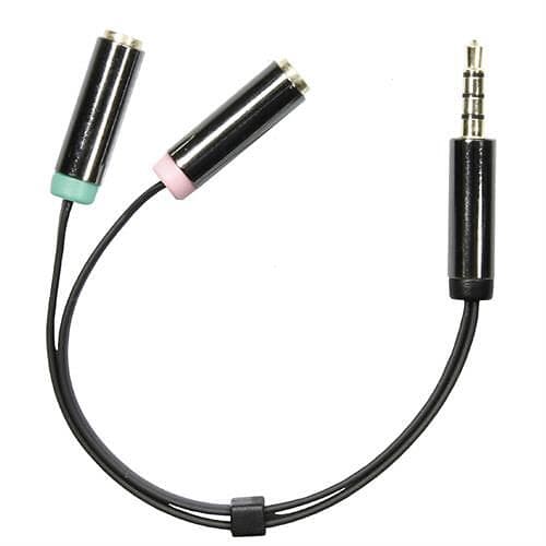 Deltaco 2x3.5mm - 3.5mm (4-pole) F-M 0,1m