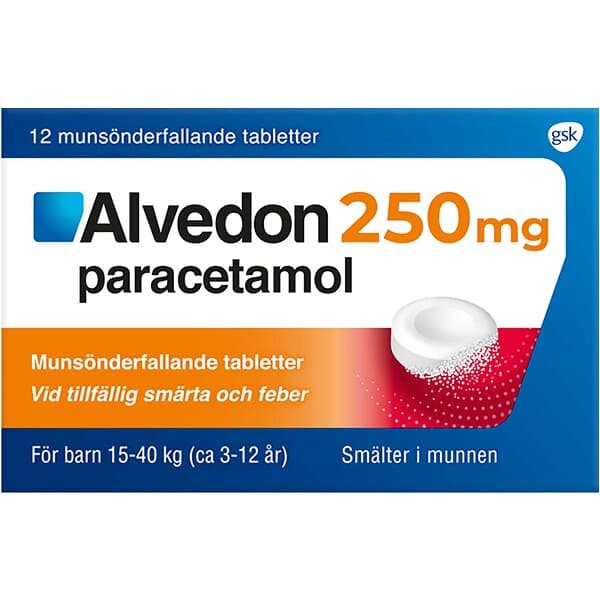 Alvedon Munsönderfallande Tablett 250mg 12st