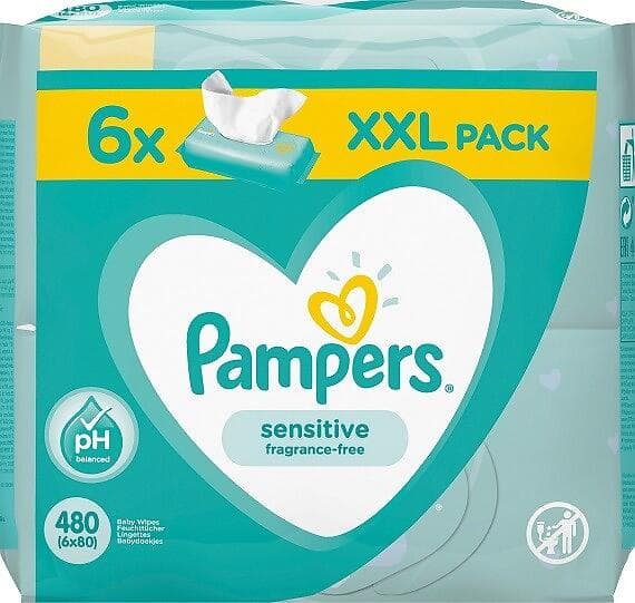 Pampers Sensitive Baby Wipes 6x80st