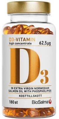 Biosalma Vitamin D3 62,5mcg 180 Kapslar