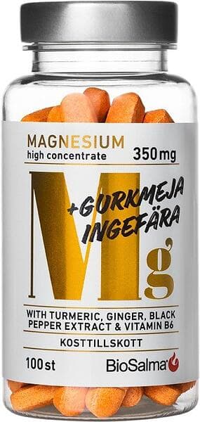 Biosalma Magnesium 350mg+ Gurkmeja Ingefära 100 Tabletter