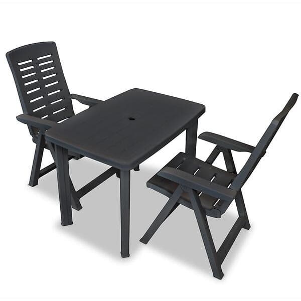 vidaXL 3 Piece Bistro Set Plastic Anthracite