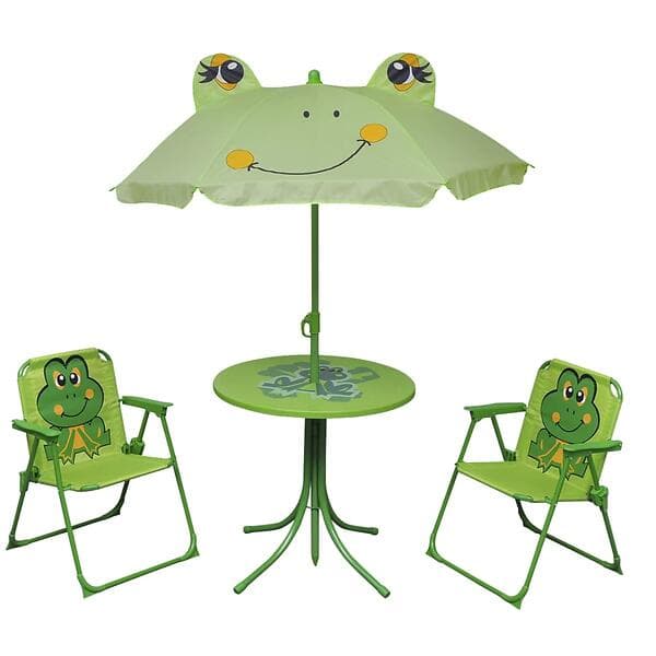 vidaXL 3 Piece Kids' Garden Bistro Set with Parasol Green