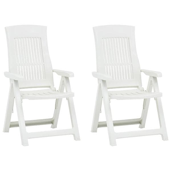vidaXL Garden Reclining Chairs 2 pcs Plastic White