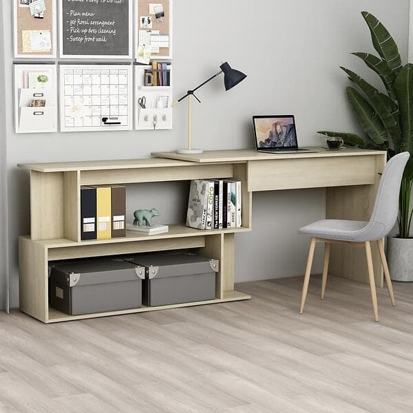 vidaXL Corner Desk Sonoma Oak 200x50x76 cm Chipboard
