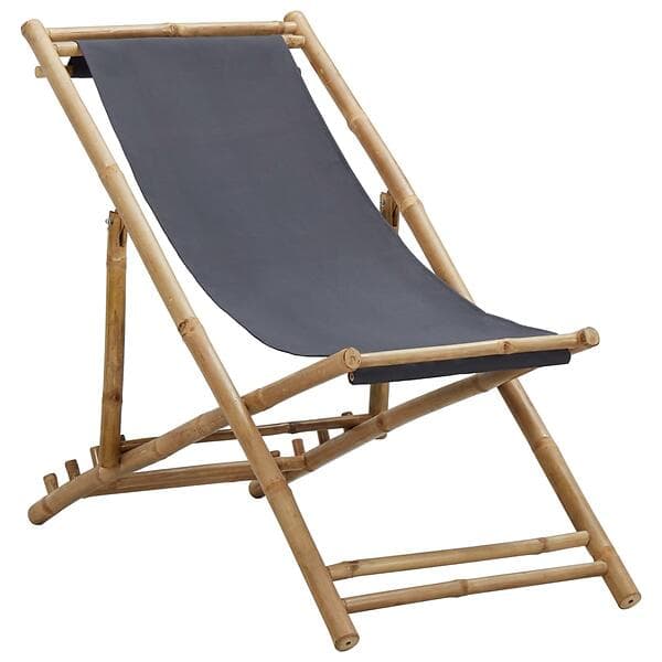 vidaXL Deck Chair Bamboo and Canvas Dark Grey