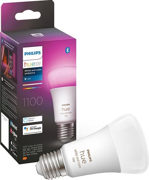 Philips Hue White And Color LED E27 A60 2000K-6500K + 16 million colors 1100lm 9W (Dimbar)