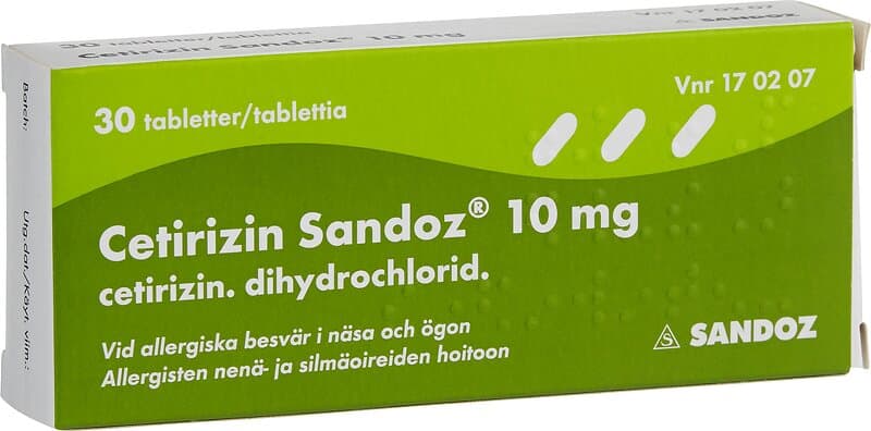 Cetirizin Sandoz 10mg 30 Tabletter