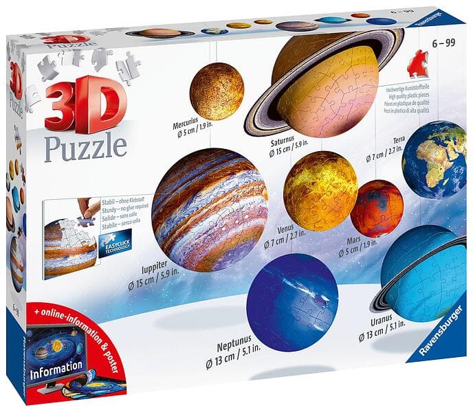 Ravensburger Solar System 3D-Pussel 27+54+72+108 Bitar