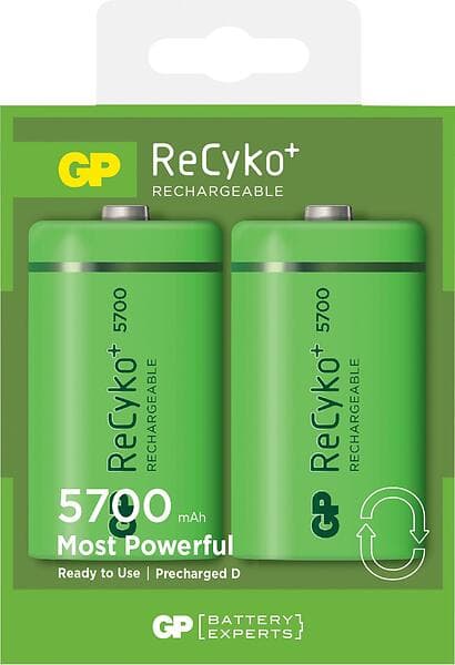 GP Batteries ReCyko+ D-batterier 5700 mAh (LR20) 2-pack