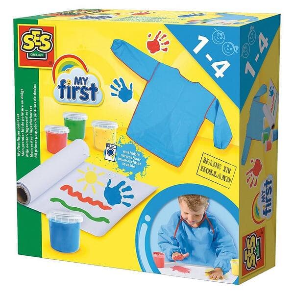 SES Creative My First Fingerfärg Set 4x150ml (med Förkläde)