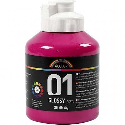A-Color Glossy Akrylfärg Rosa 500ml