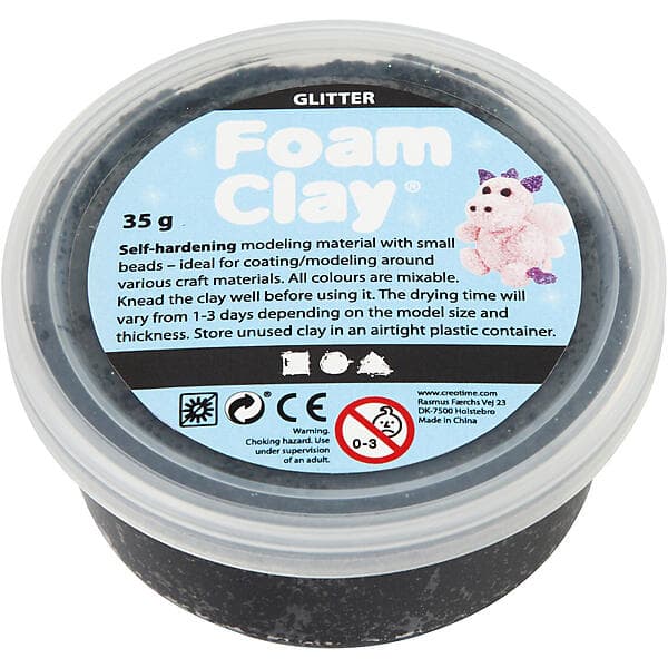 Foam Clay Glitter Svart Pärllera 35g