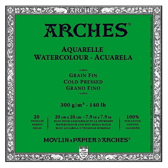 Arches Akvarellblock CP 20x20cm 300g 20 Blad