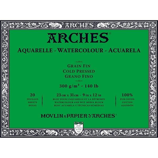 Arches Akvarellblock CP 23x31cm 300g 20 Blad