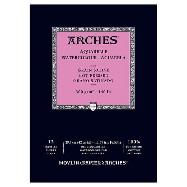 Arches Akvarellblock HP 300g A3 12 Blad