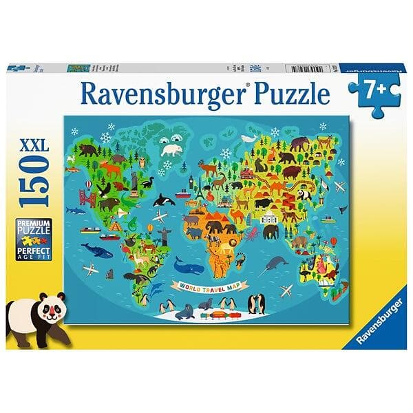 Ravensburger Världskarta Djur Pussel 150 Bitar