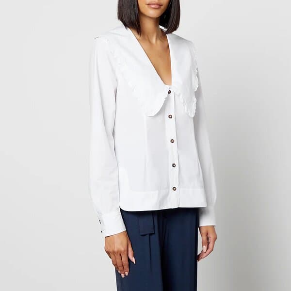Ganni Cotton Poplin Blouse (Dam)