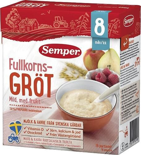 Semper Fullkornsgröt Mild med Frukt 8M 480g