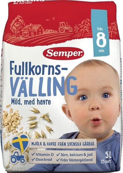 Semper Fullkornsvälling Mild med Havre 8M 5l