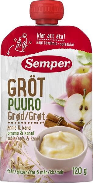 Semper Ätklar Gröt Äpple & Kanel 6M 120g