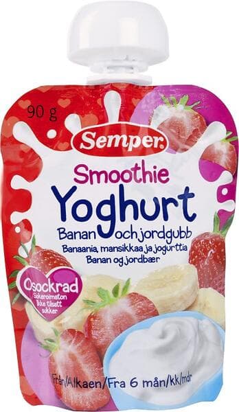 Semper Smoothie Yoghurt Banan och Jordgubb 6M 90g