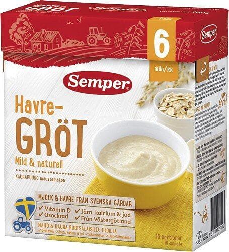 Semper Havregröt Mild & Naturell 6M 480g