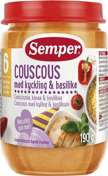 Semper Couscous med kyckling & basilika 6M 190g