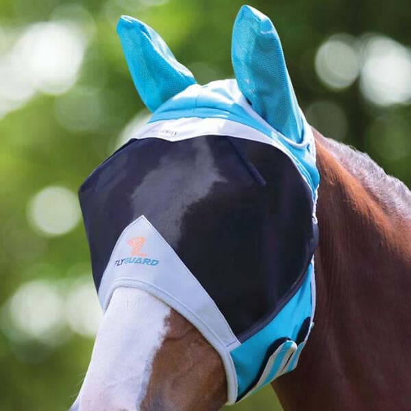 Shires Flugmask Fine Mesh med Öron Teal/Grå Full