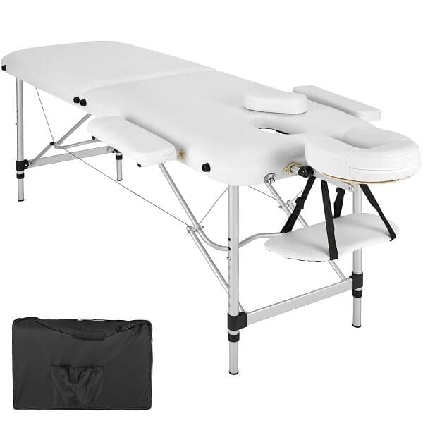 TecTake 2-Zons Massagebänk Aluminium, Stoppning + Väska