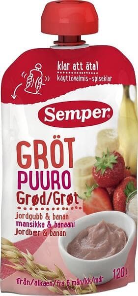Semper Ätklar Gröt Med Jordgubb & Banan 6m 120g
