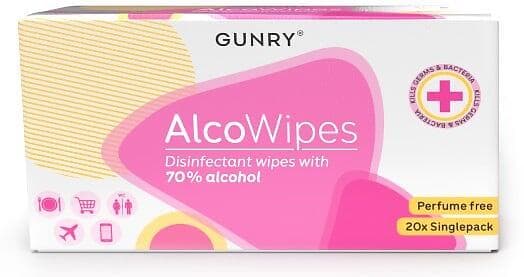 Gunry AlcoWipes Singelpack 20-pack