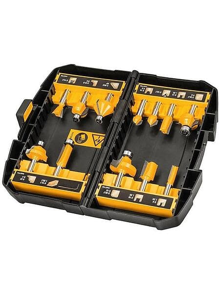 Dewalt 12 Piece Router Bit Set 8mm Shaft Storage Box With Clear