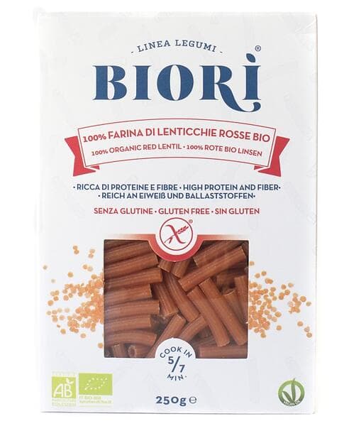 Biori Glutenfri Pasta Röda Linser Sedanini 250g