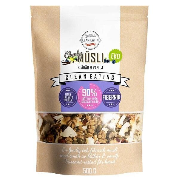 Clean Eating Müsli Chunky Blåbär & Vanilj 500g