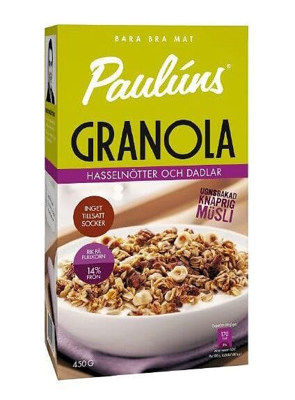 Pauluns Granola Hasselnötter & Dadlar 450g