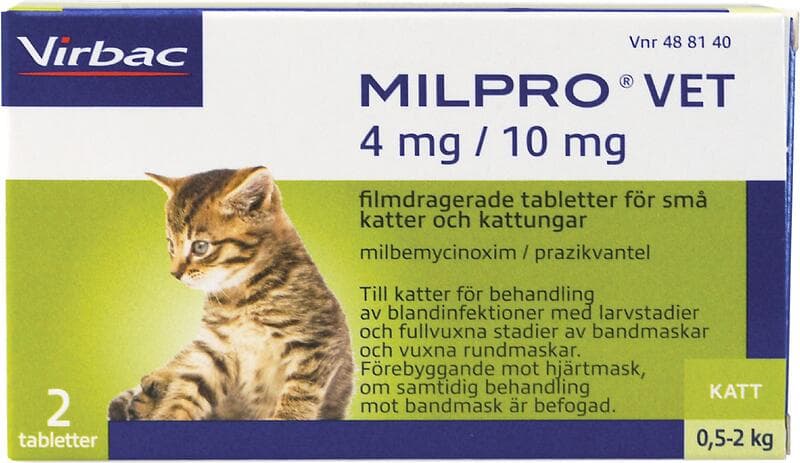 Virbac Milpro Vet 4mg/10mg Filmdragerade Tabletter för Små Katter och Kattungar 2st