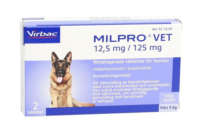 Virbac Milpro Vet 12,5mg/125mg Filmdragerade Tabletter för Hundar 2st