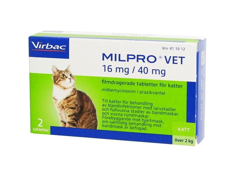 Virbac Milpro Vet 16mg/40mg Filmdragerade Tabletter för Katter 2st