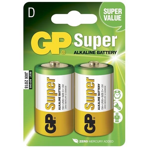 GP Batteries Super Alkaline D (LR20) 2-pack