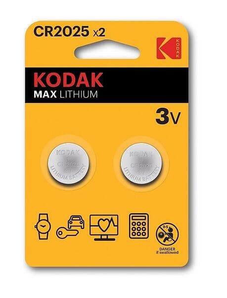 Kodak Max Lithium Knappcellsbatteri (CR2025) 2-pack