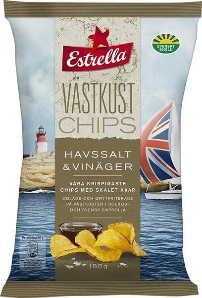 Estrella Västkustchips Salt & Vinäger 180g