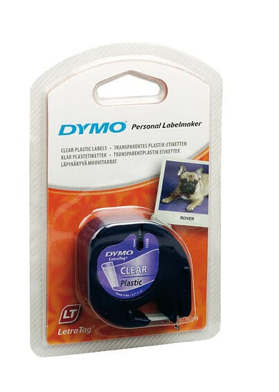 Dymo LetraTag Plastic Tape 12mmx4m