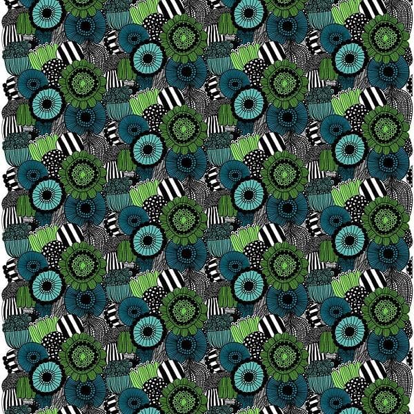 Marimekko Pieni Siirtolapuutarha Tyg Blå-Grön (Finland 100 År) 145cm