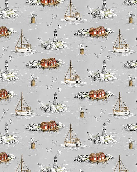 Arvidssons Textil Fiskeskär Tyg Grå 150cm