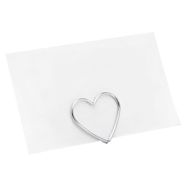 PartyDeco Table Decorations Place Card Holders Hearts Silver 10-pack